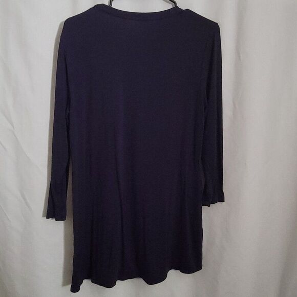 Croft & Barrow Top Dark Purple Medium flowy lace stretchy pleated Rayon classic - Picture 10 of 11
